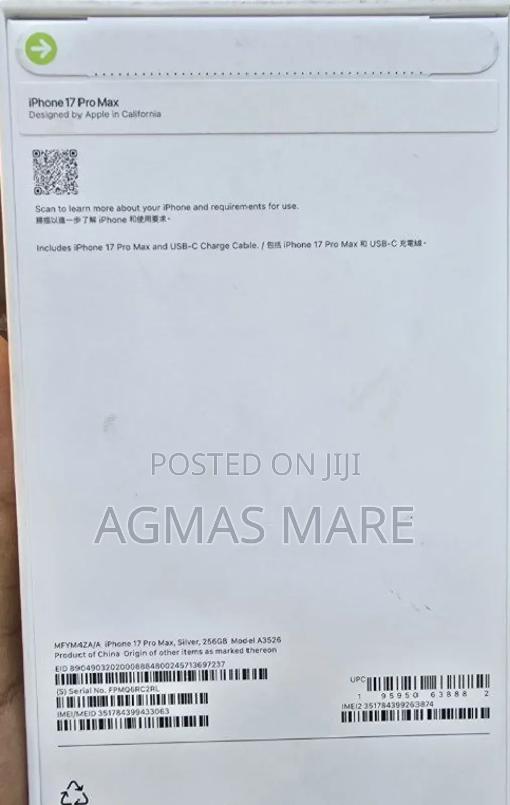 New Apple iPhone 17 Pro Max 256 GB Silver