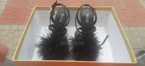 Michael Kors Whitby Feather Trim Leather Sandal