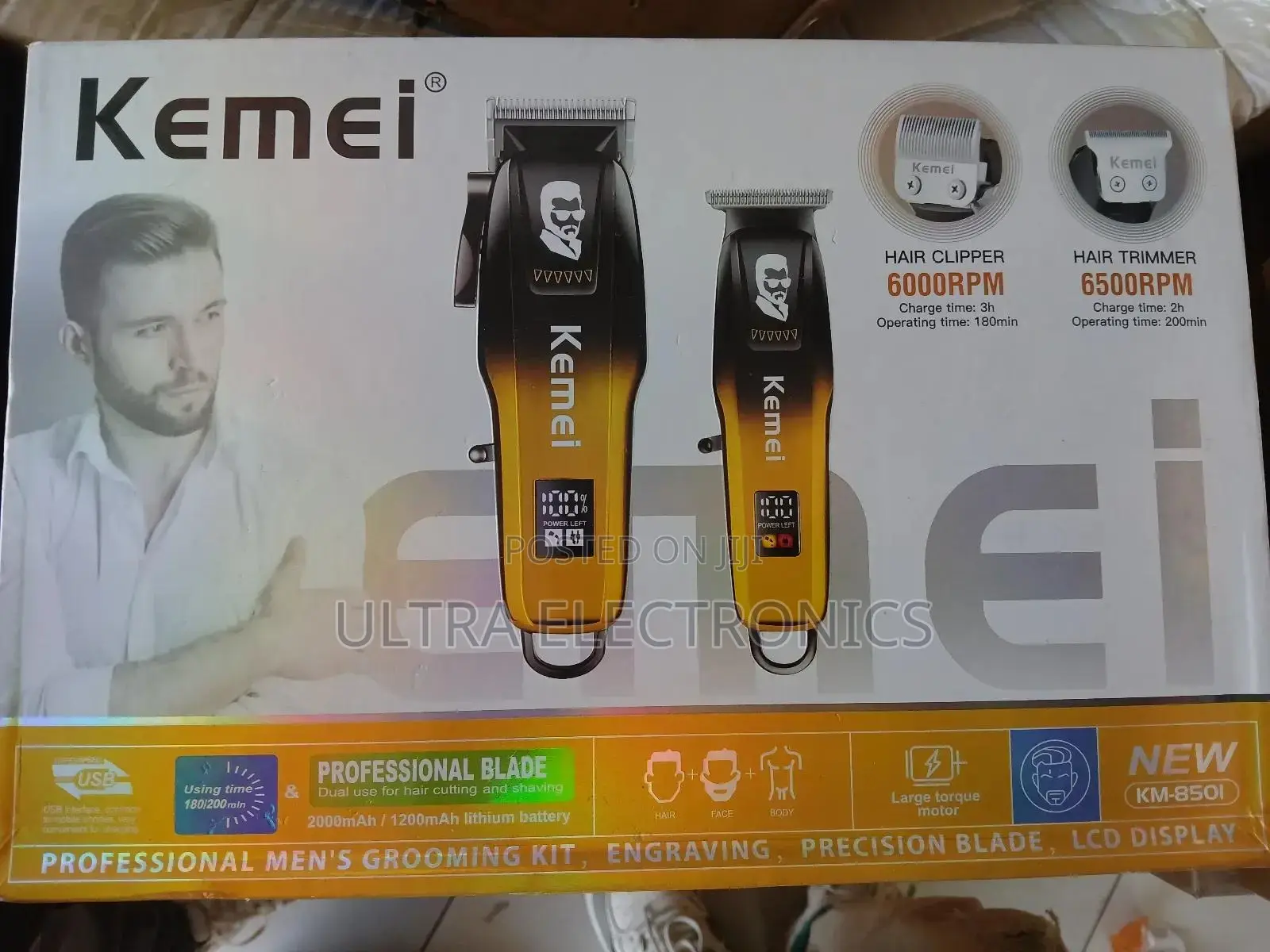 የፀጉር ማሽን ሁለት ባንድ Kemei Km-8501 Professional Hair Clipper and Trimmer