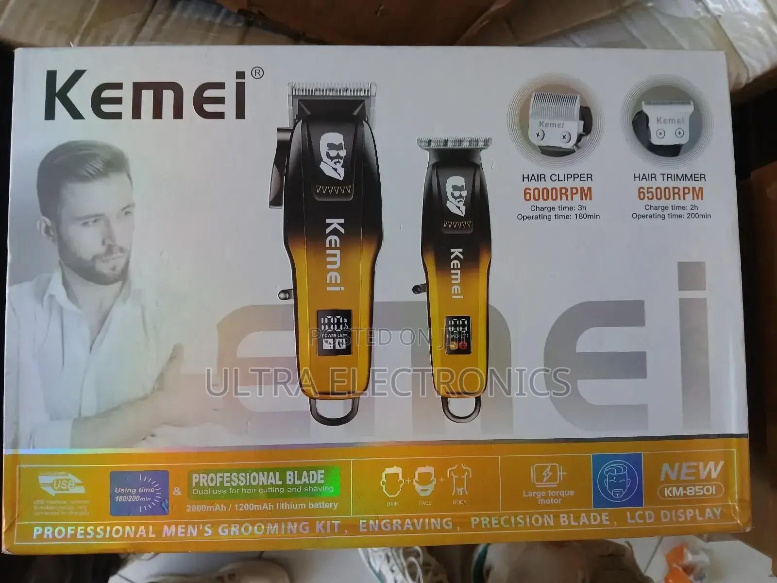 የፀጉር ማሽን ሁለት ባንድ Kemei Km-8501 Professional Hair Clipper and Trimmer