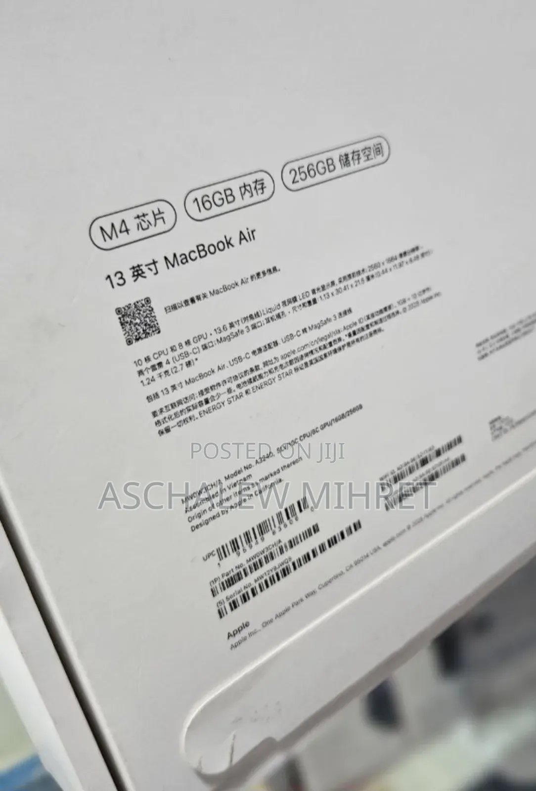 New Laptop Apple MacBook Air 2025 M4 13-inch 16GB Apple M4 SSD 256GB