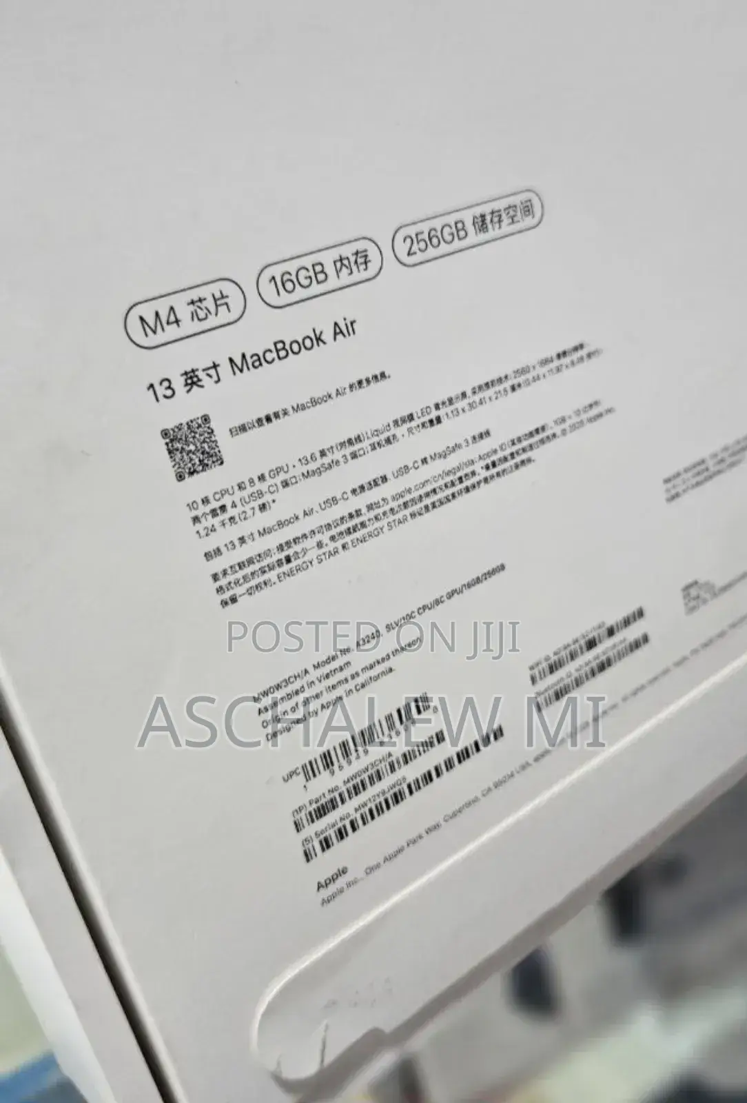 New Laptop Apple MacBook Air 2025 M4 13-inch 16GB Apple M4 SSD 256GB
