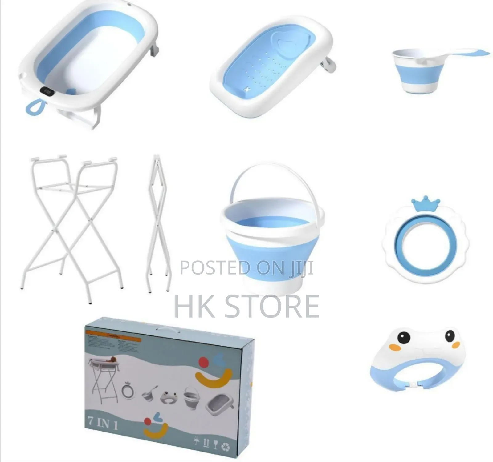 7 in 1 Foldable Baby Bathtub With a Thermometer and Stand