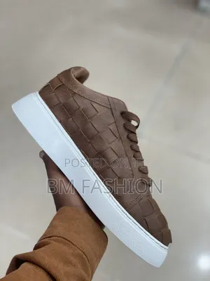Men's Chestnut Brown Braided Texture Sneakers