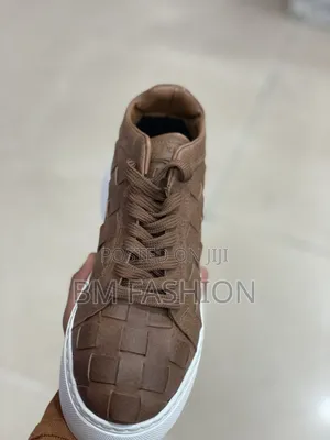 Men's Chestnut Brown Braided Texture Sneakers