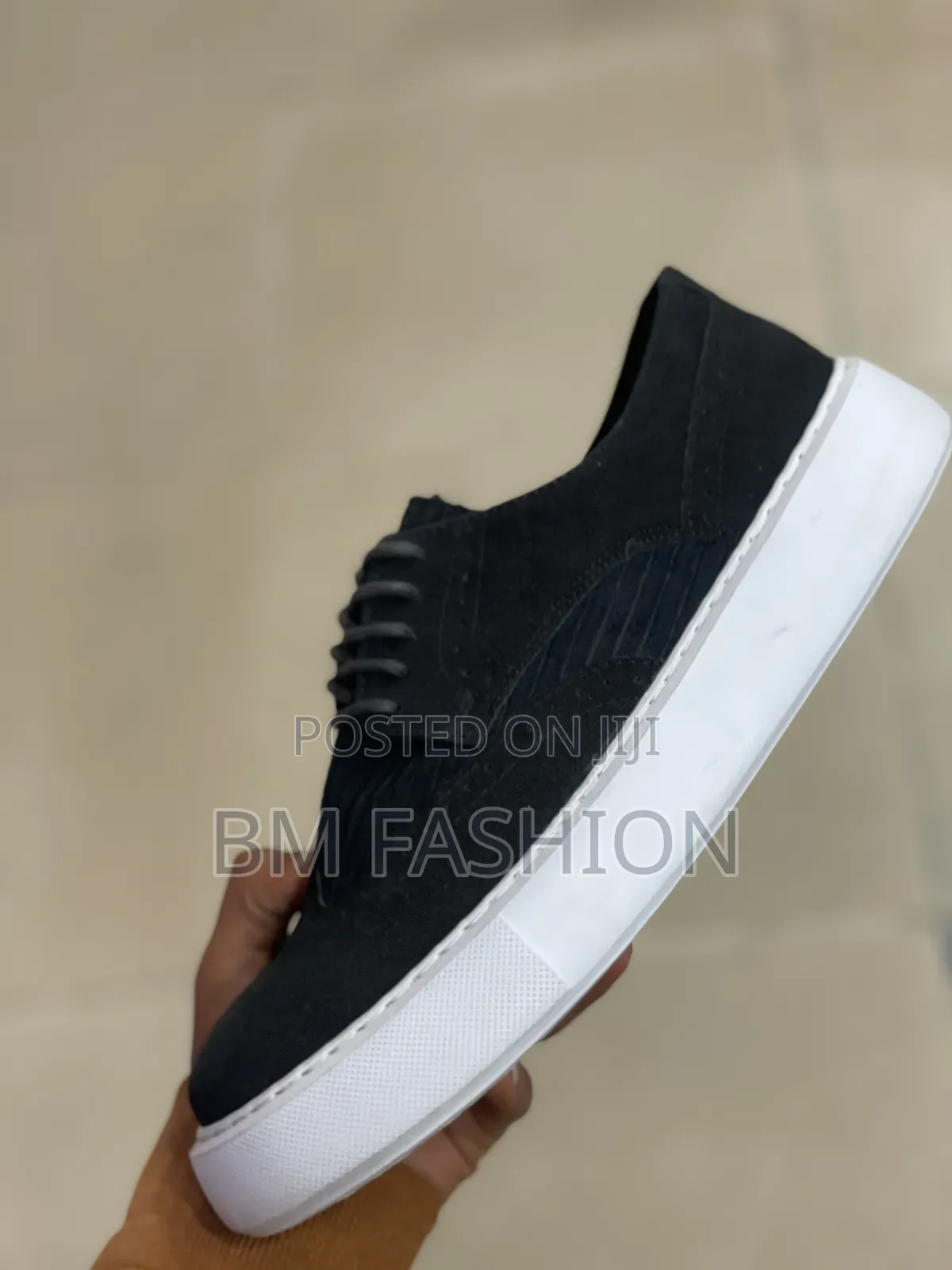 Men's Black Suede Wingtip Brogue Hybrid Sneakers