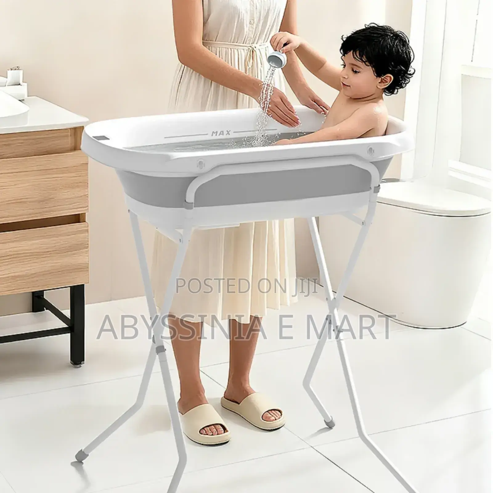 7 in 1 Foldable Baby Bathtub Thermometer and Stand የተገጠመለት!