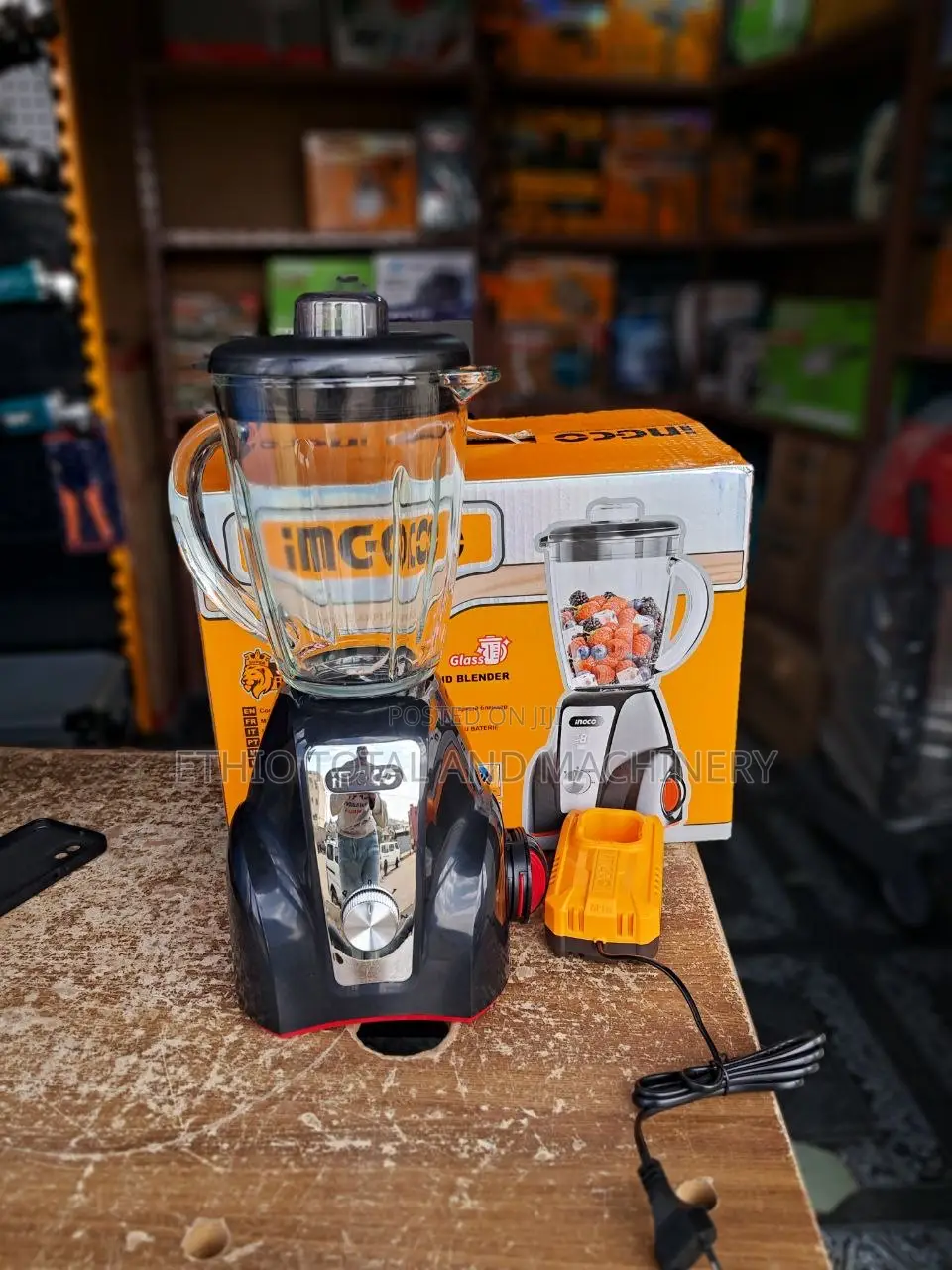 Ingco Cordless Stand Juice Blender ጁስ መፍጫ በባትሪ የሚሰራ