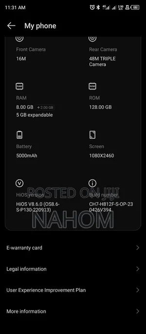 Tecno Camon 18 P 128 GB Blue