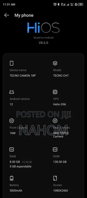 Tecno Camon 18 P 128 GB Blue