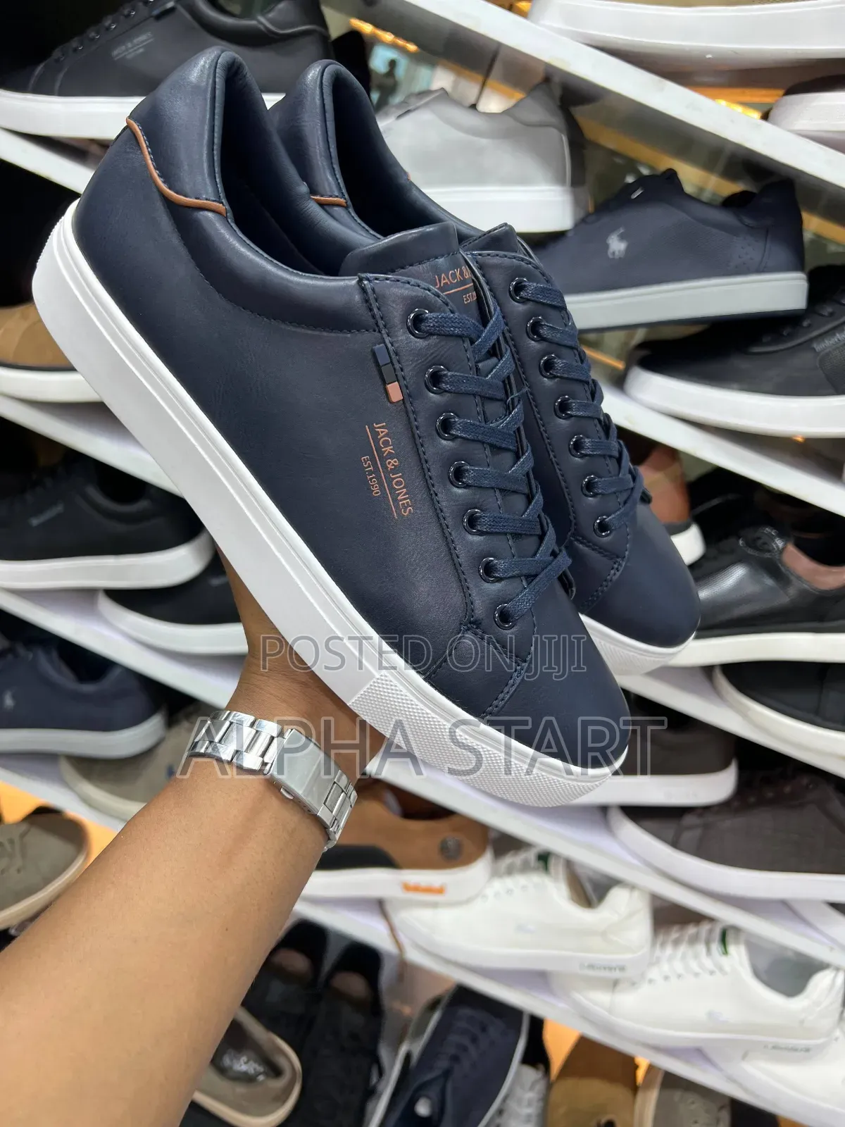 Jack Jones Blue High Master Quality Smooth Flat Shoes Made in Italy