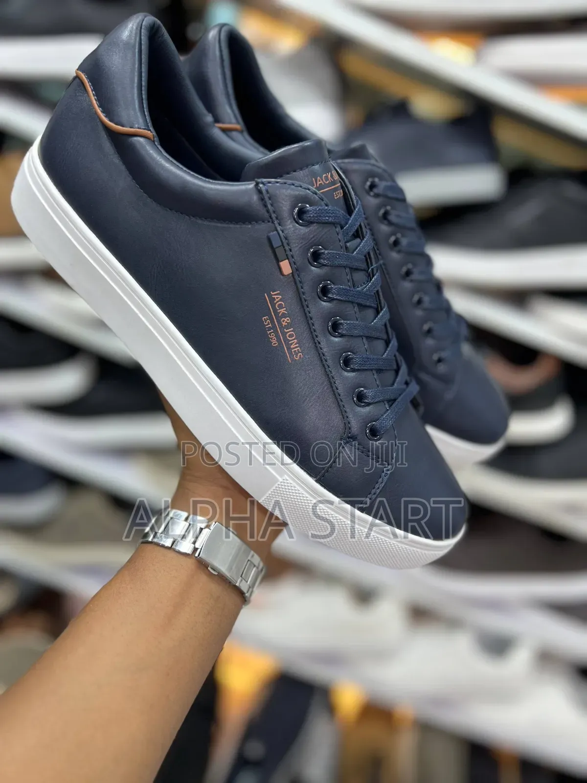 Jack Jones Blue High Master Quality Smooth Flat Shoes Made in Italy