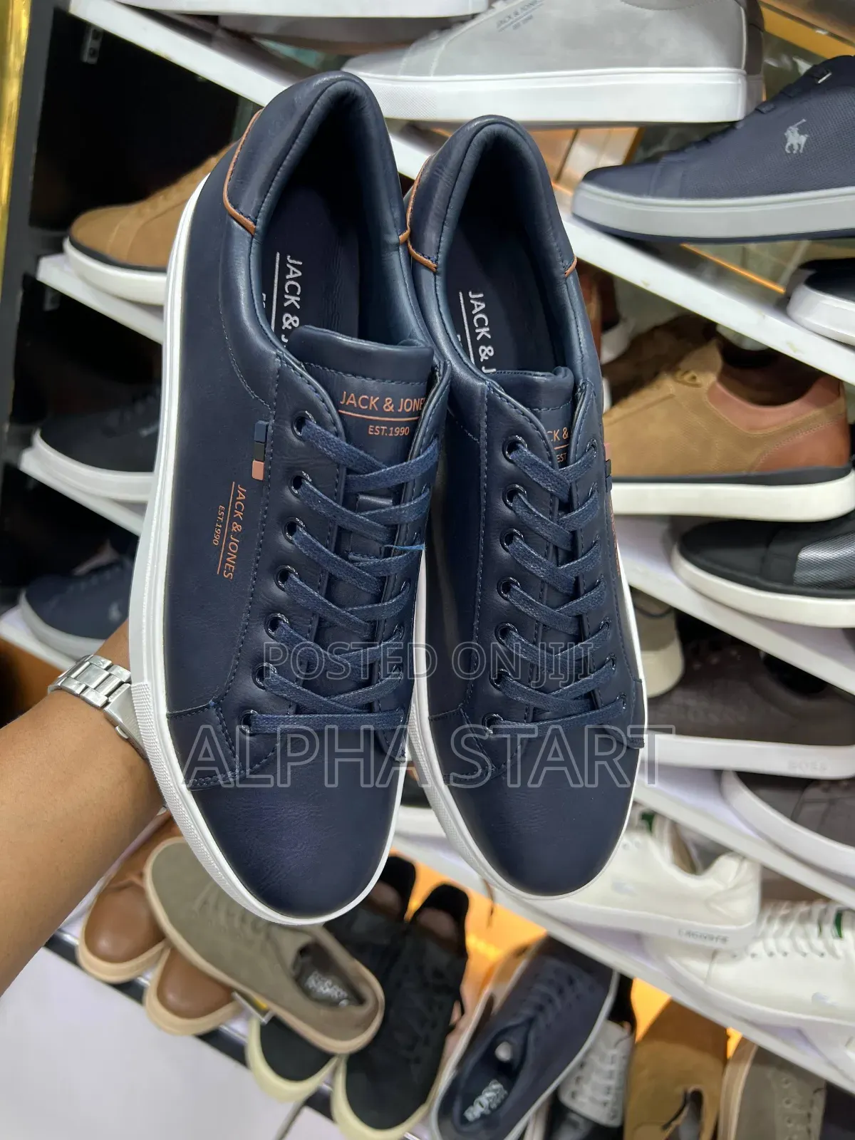 Jack Jones Blue High Master Quality Smooth Flat Shoes Made in Italy