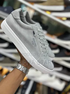 Jack Jones Gray High Master Quality Smooth Flat Shoes Made in Italy