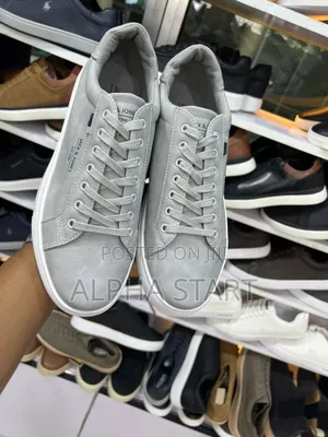 Jack Jones Gray High Master Quality Smooth Flat Shoes Made in Italy