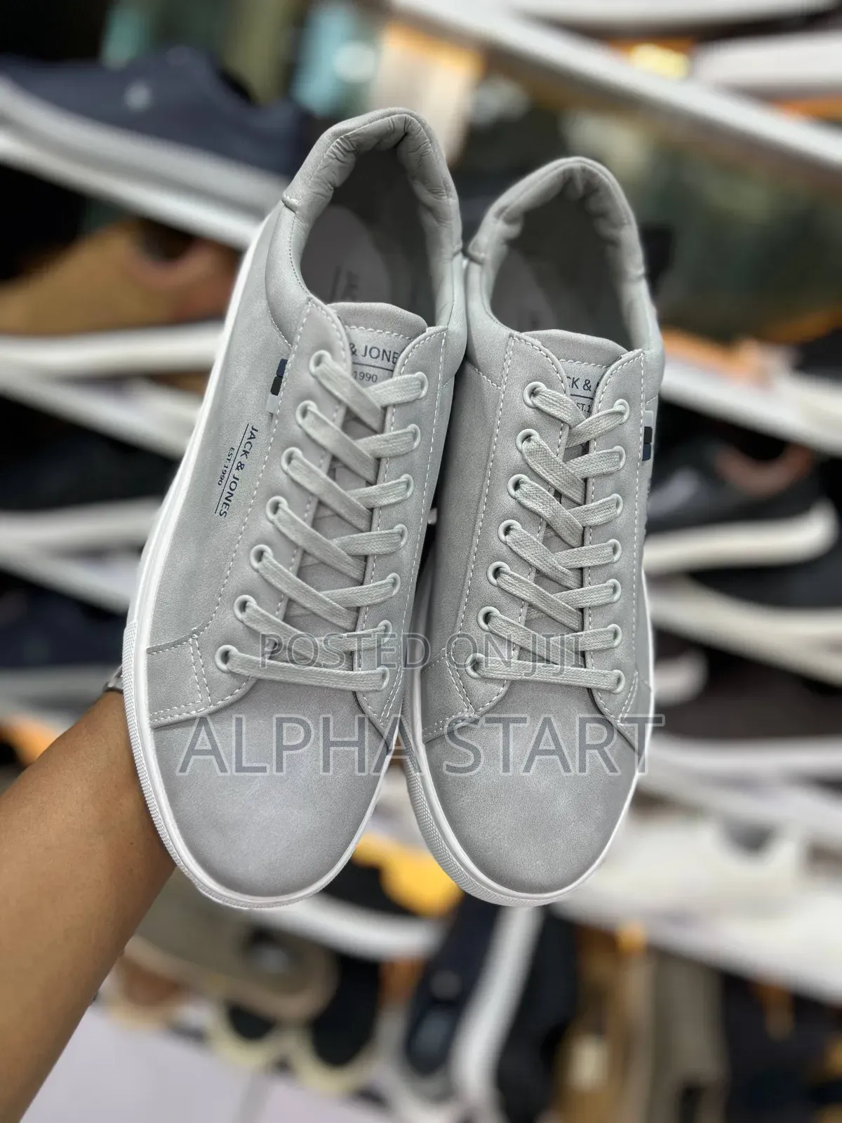 Jack Jones Gray High Master Quality Smooth Flat Shoes Made in Italy