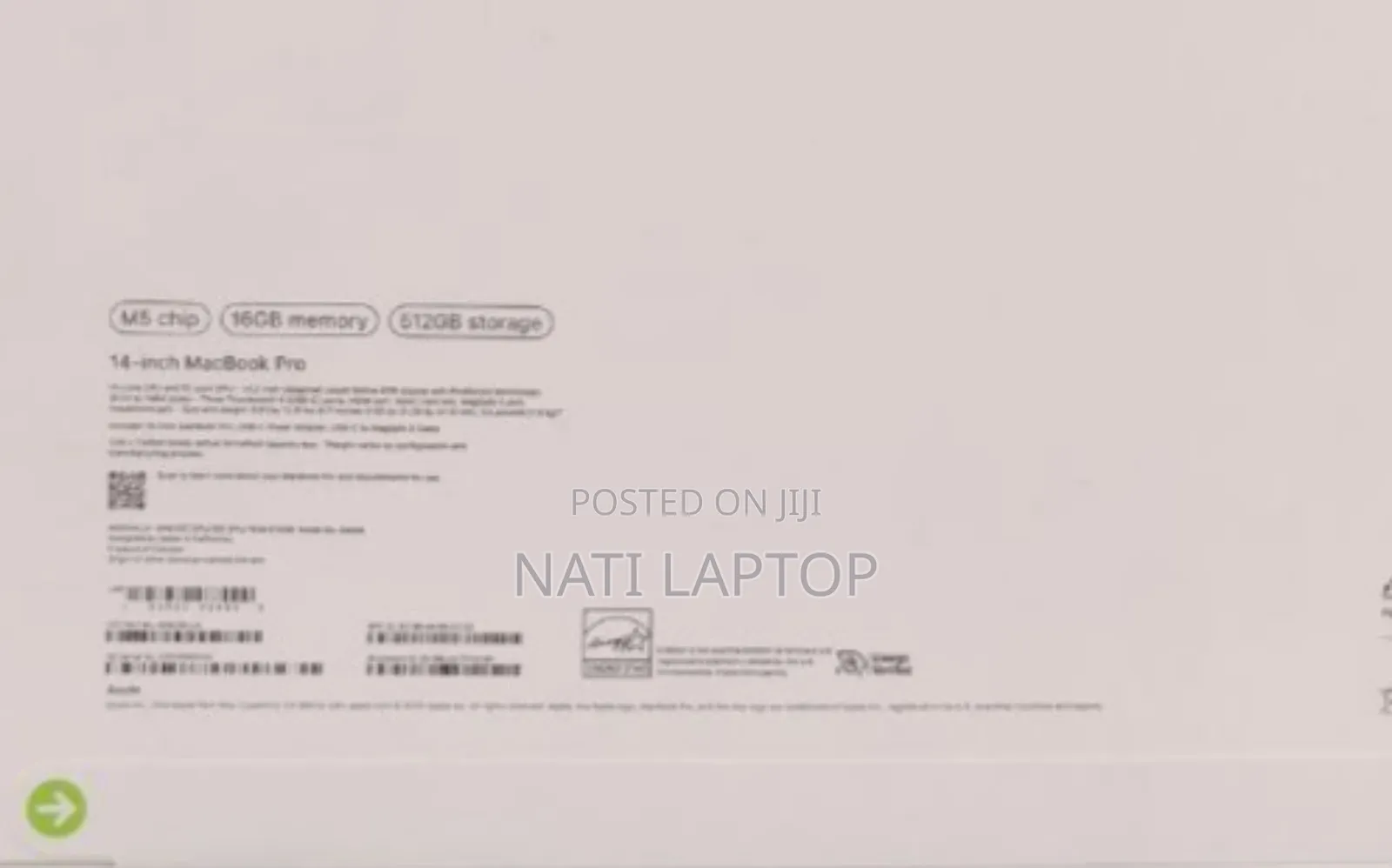 New Laptop Apple Macbook Pro 2025 M5 14-inch 16GB Apple M5 SSD 512GB
