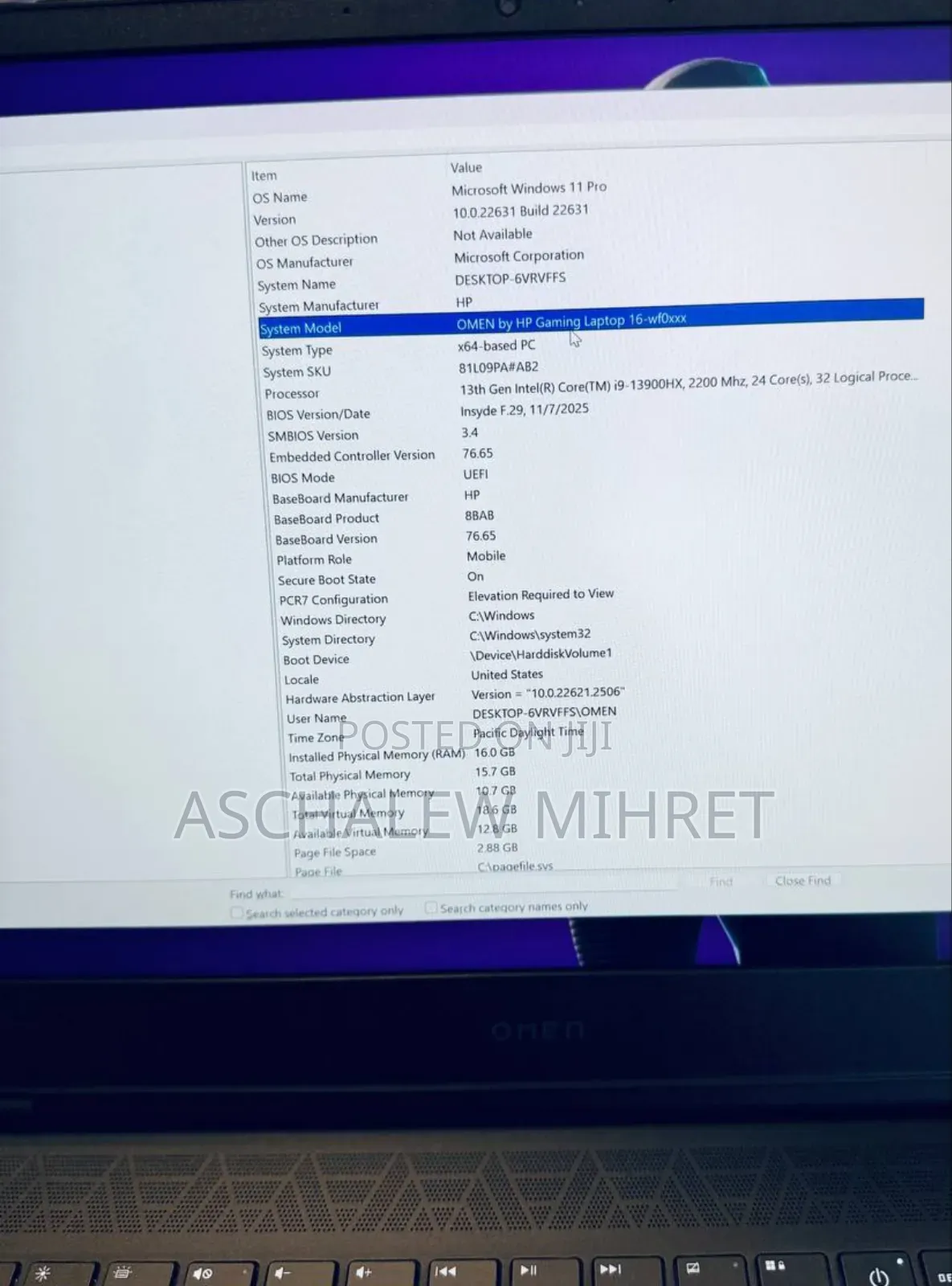 New Laptop HP Omen 16 16GB Intel Core i9 SSD 1T