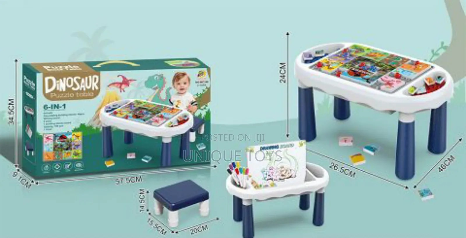 6-in-1 Dinosaur Puzzle Activity Table