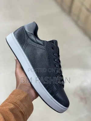 Rova Dark Grey Leather Shoes With White Sole - Free Delivery