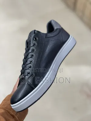 Rova Dark Grey Leather Shoes With White Sole - Free Delivery