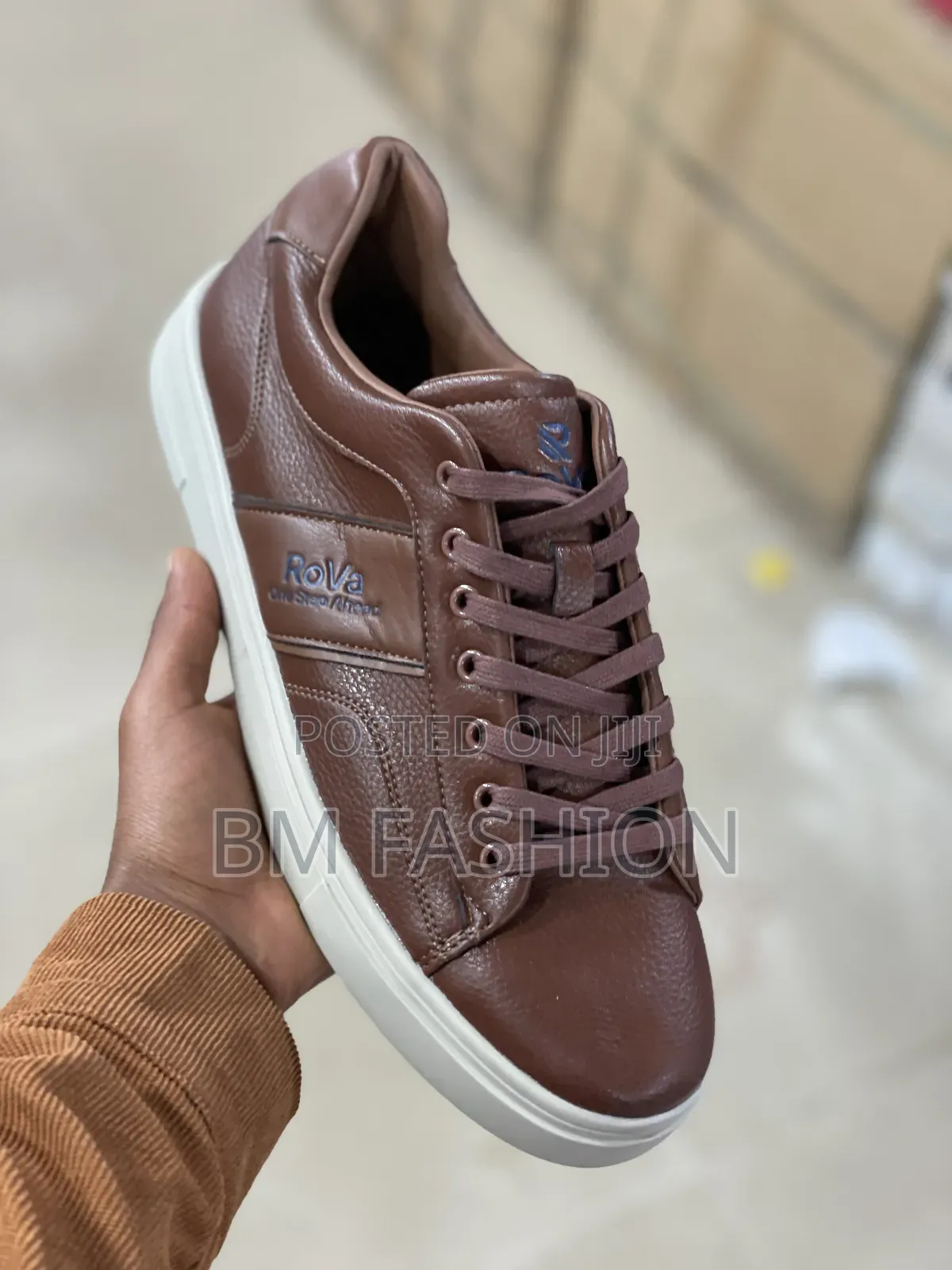 Rova Brown Pebbled Leather Sneakers: One Step Ahead