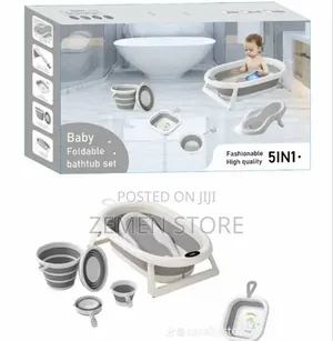 5-in-1 Baby Bathtub Set - 5 አይነት እቃዎችን የያዘ ተጣጣፊ የልጆች መታጠቢያ