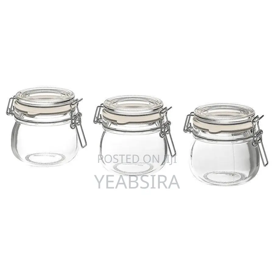 Ikea Spice Jar, Set of 3 , Clear Glass