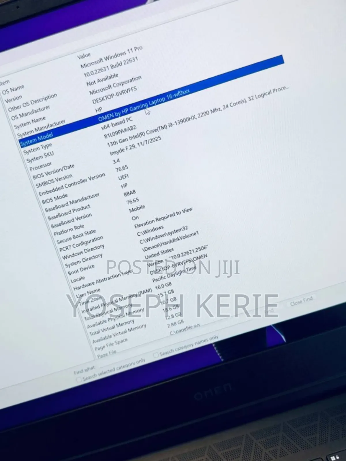 New Laptop HP Omen 16 16GB Intel Core i9 SSD 1T