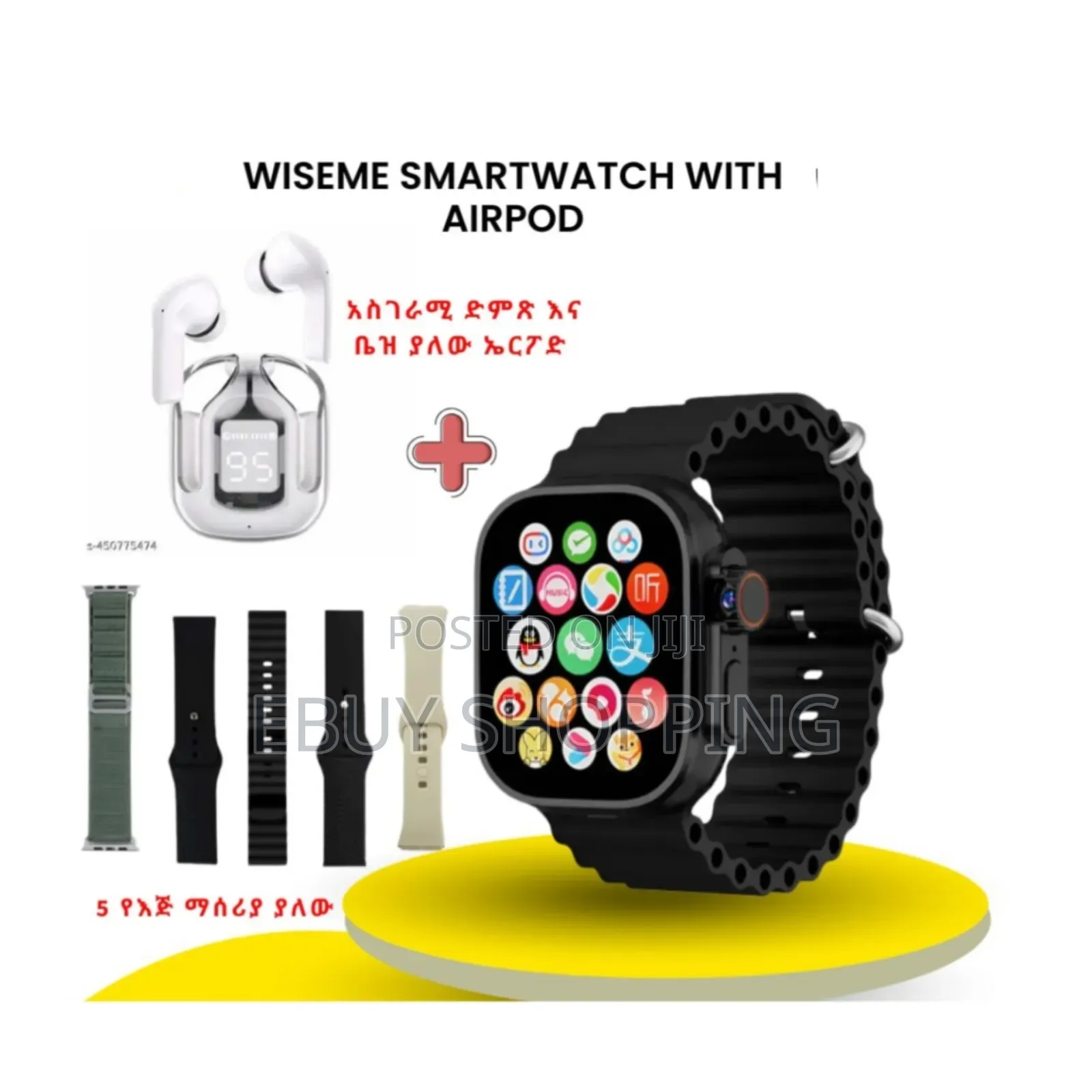 Wiseme 2 in 1 Smartwatch With Airpod Combo Set