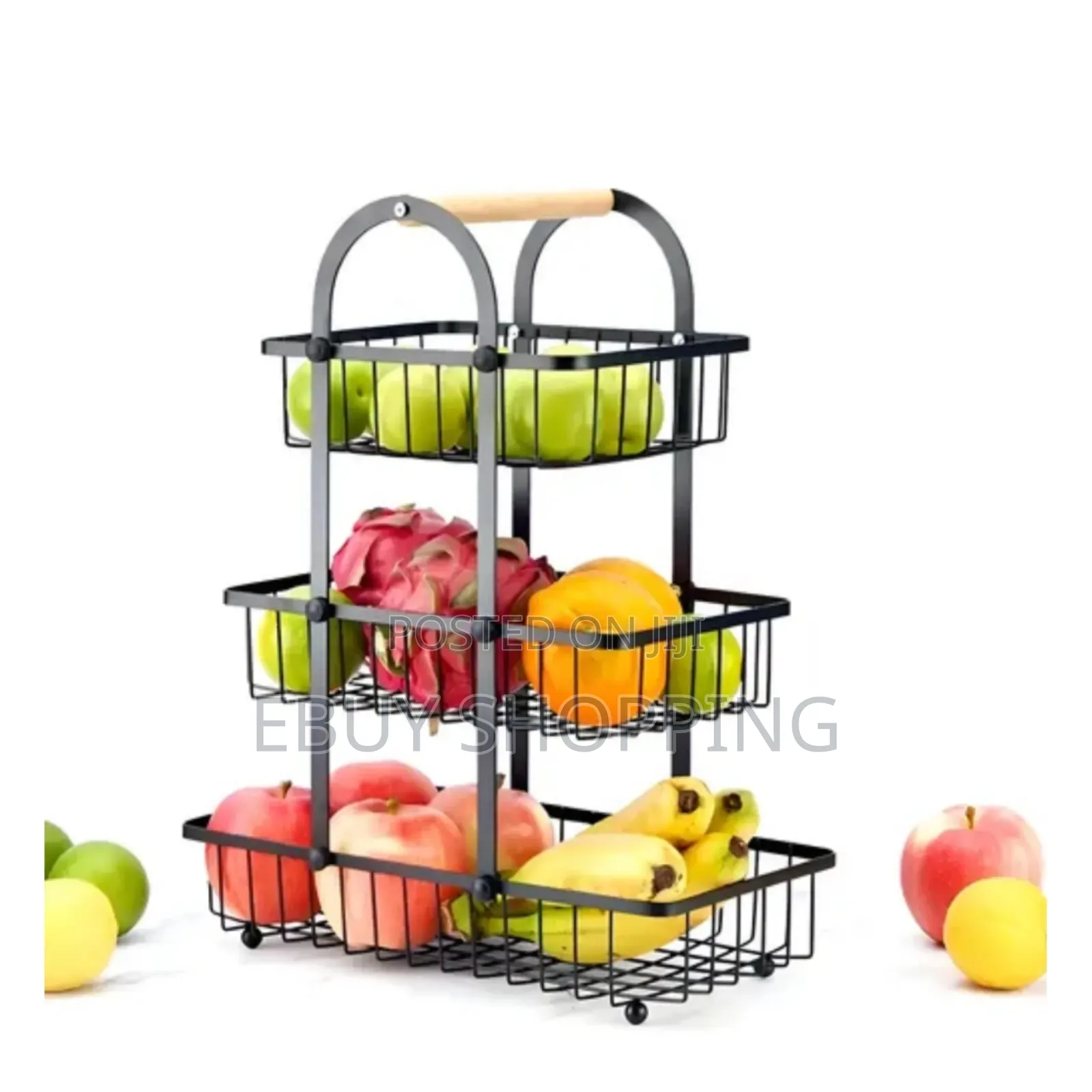 3-Tier Stainless Steel Fruit Basket – Modern Kitchen Counter Organizer