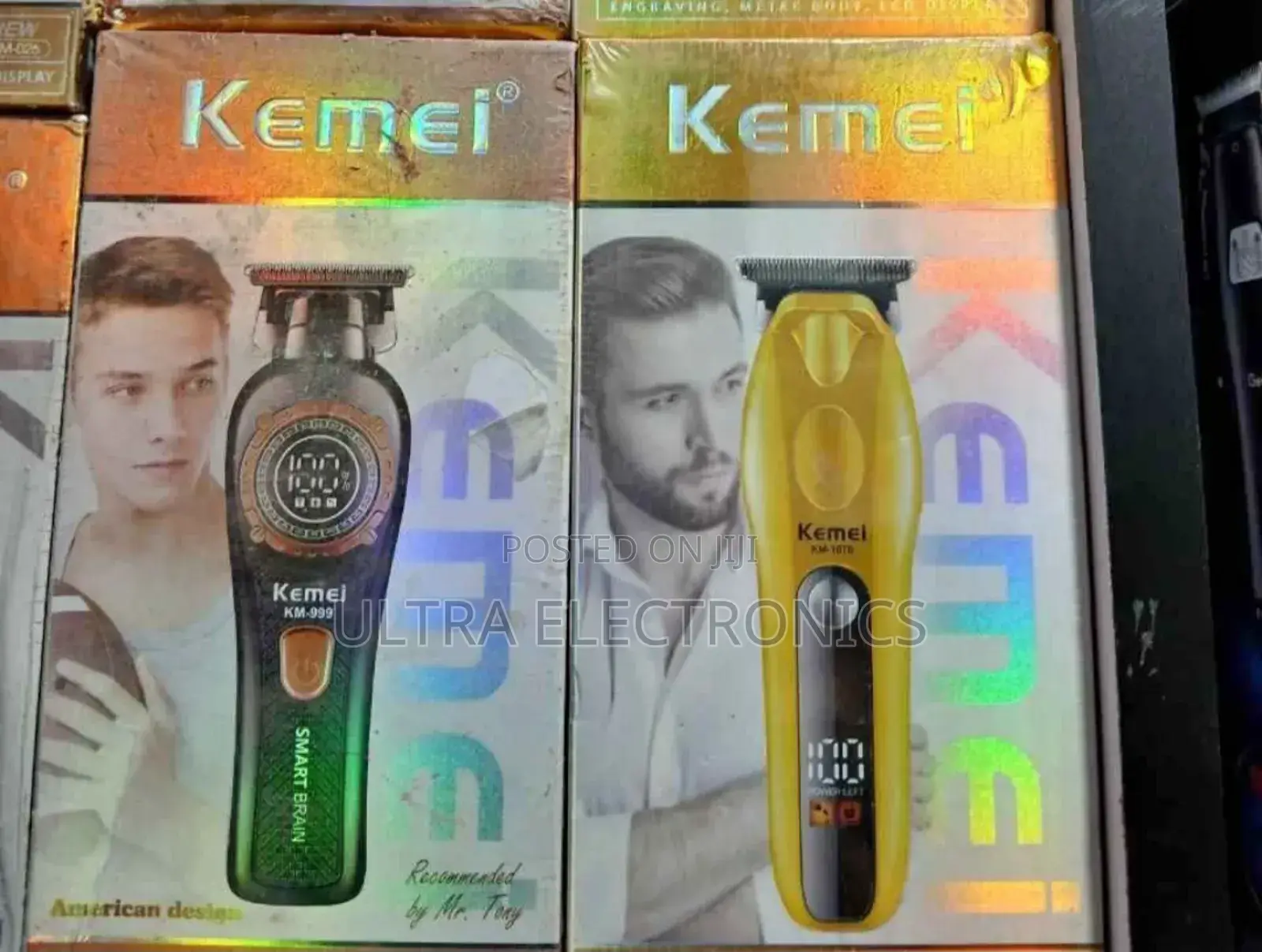 Kemei Brand Electric Hair Trimmers in Their Packaging.