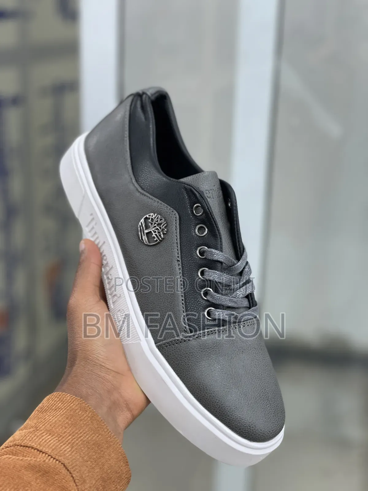 Timberland Charcoal and Black Pebbled Leather Sneakers