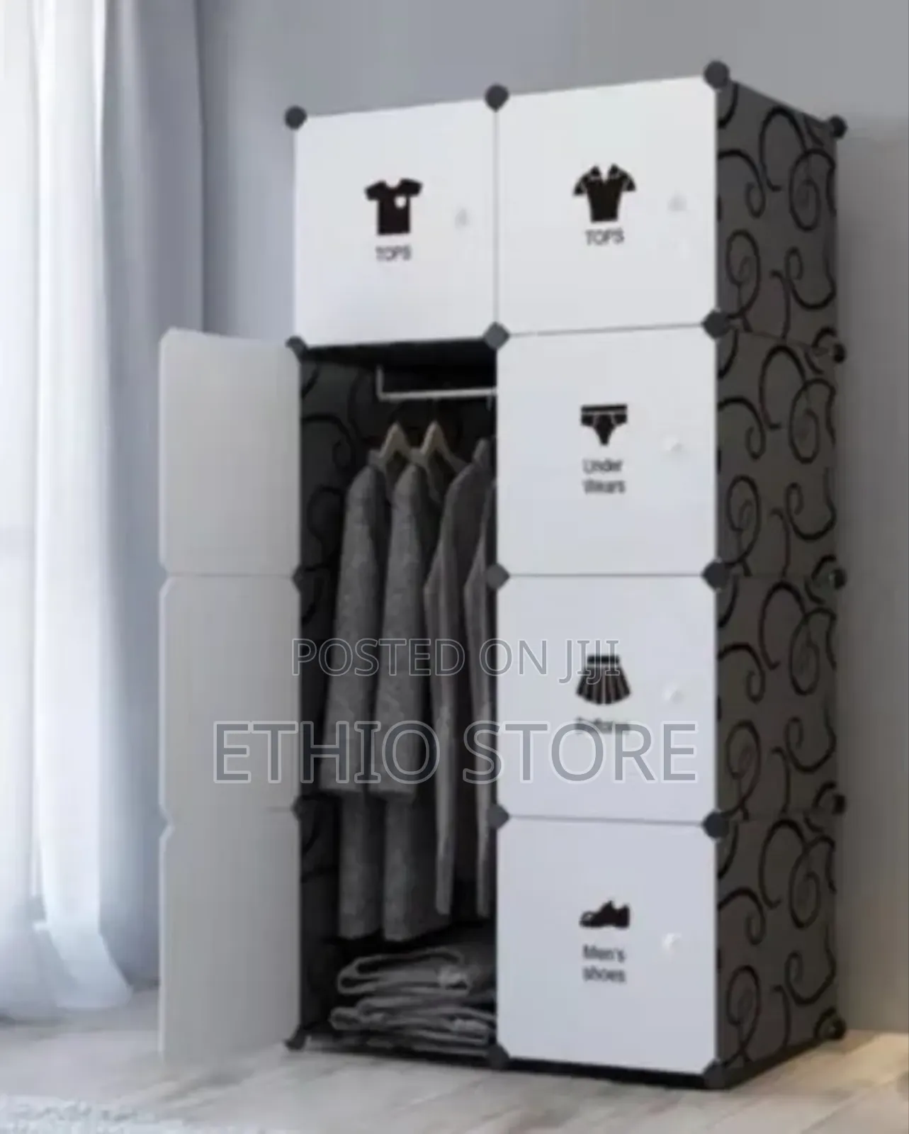 Plastic and Metal Cubic Cloth Cabinet