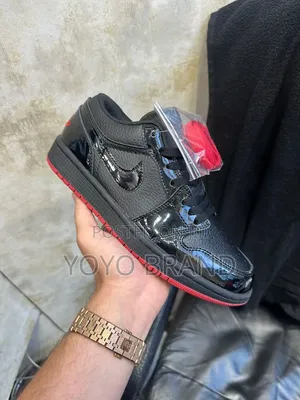 Nike Air Jordan1 Low Basketball Black Patent Unisex Fashion Shoes