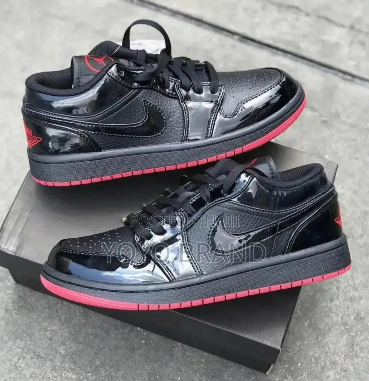 Nike Air Jordan1 Low Basketball Black Patent Unisex Fashion Shoes