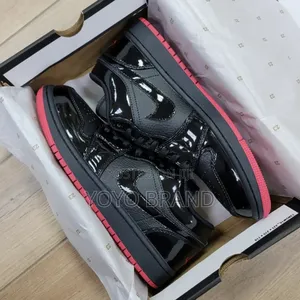 Nike Air Jordan1 Low Basketball Black Patent Unisex Fashion Shoes