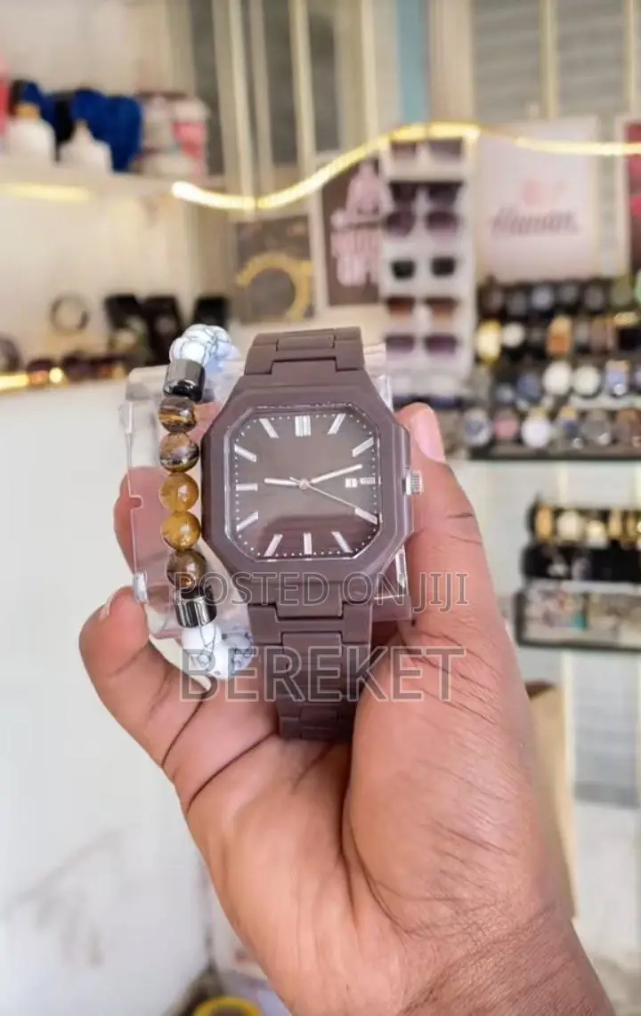 Analog Quartz Watch With a Beaded Bracelet Accessory.