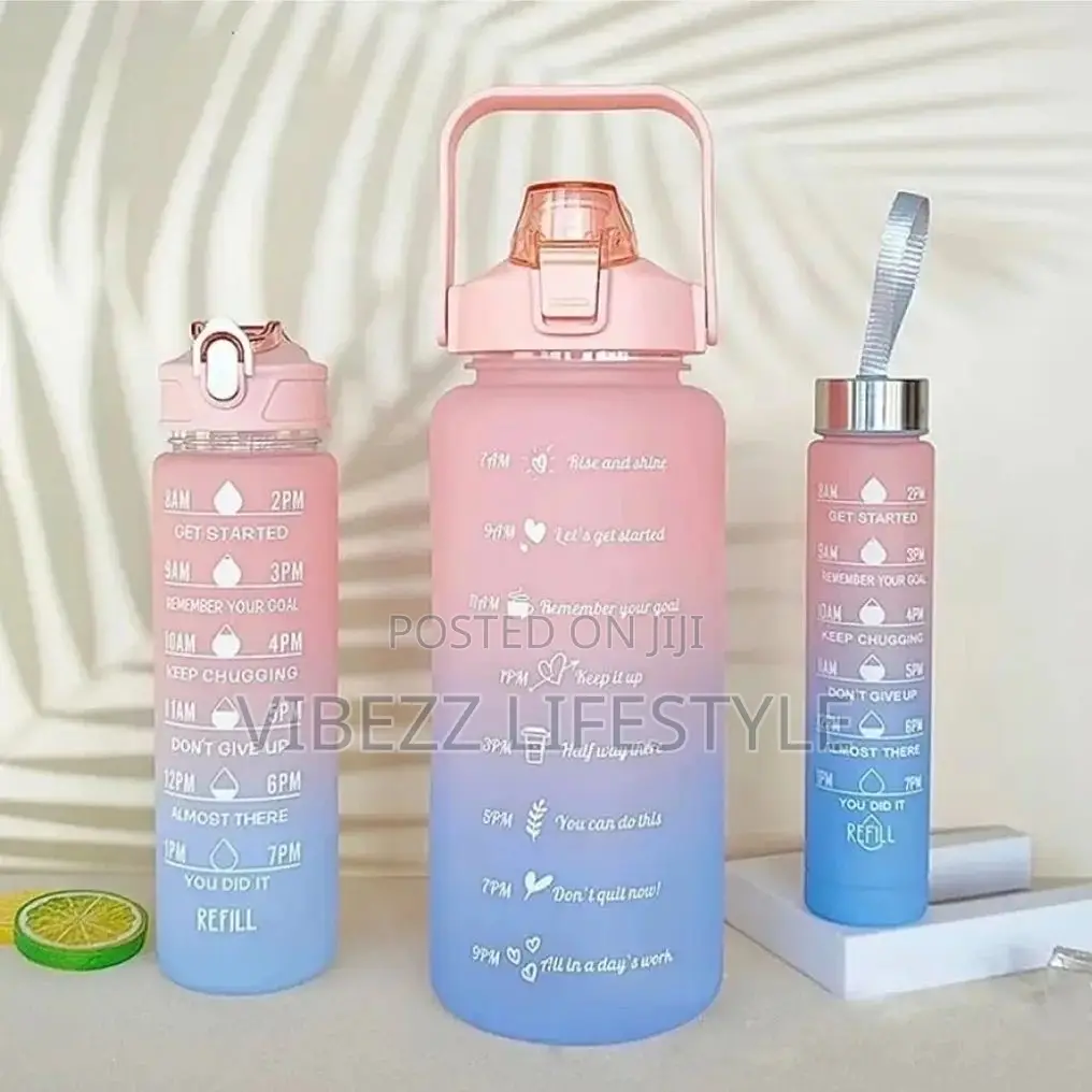 3-in-1 Motivational Water Bottle Set – 2l, 900ml 300ml Combo