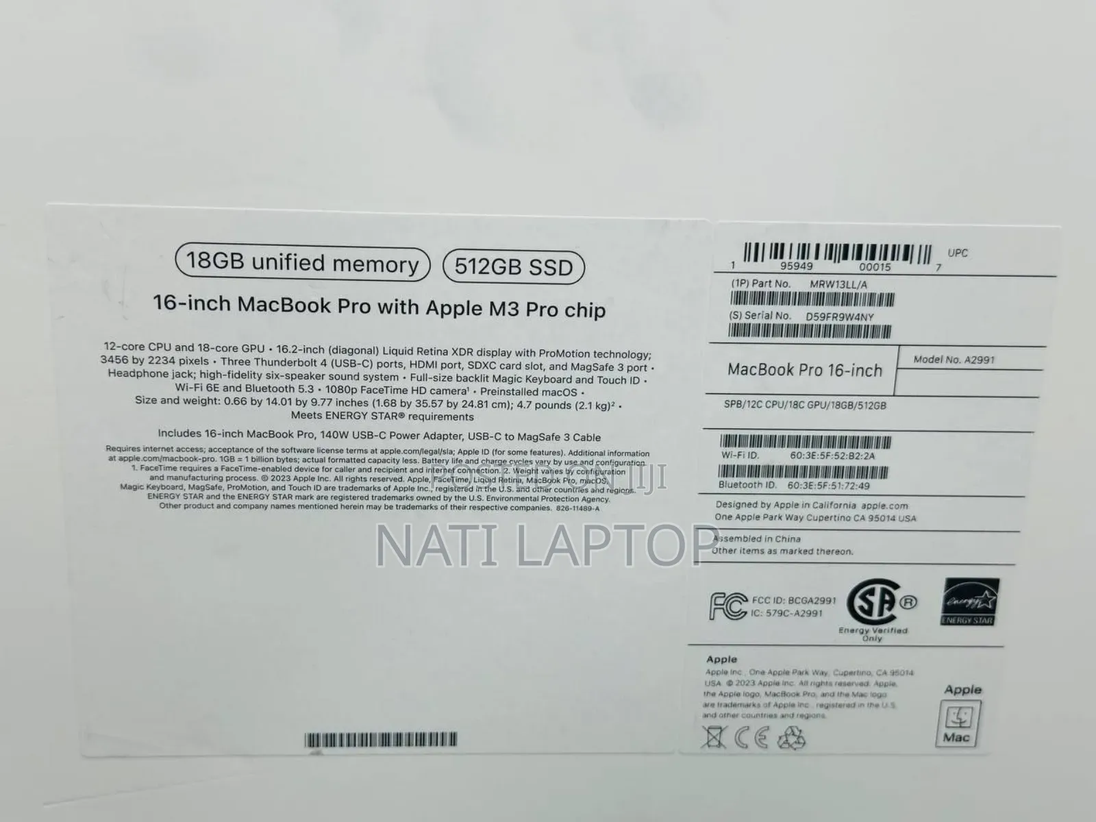 New Apple MacBook Pro 2023 M3 Pro 16-inch 36GB Apple M3 Pro SSD 512GB