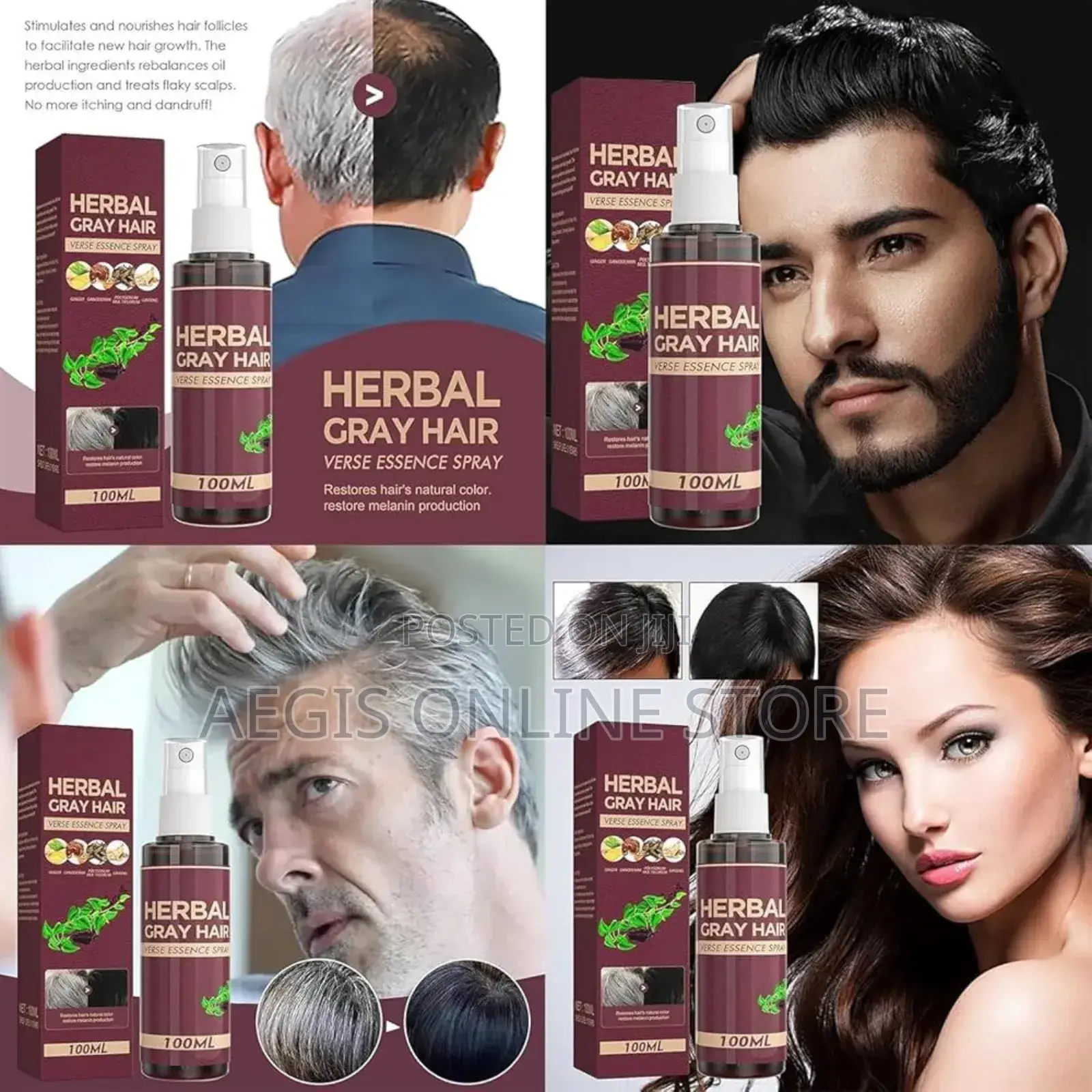 100ml Bottle of Herbal Gray Hair Verse Essence Spray