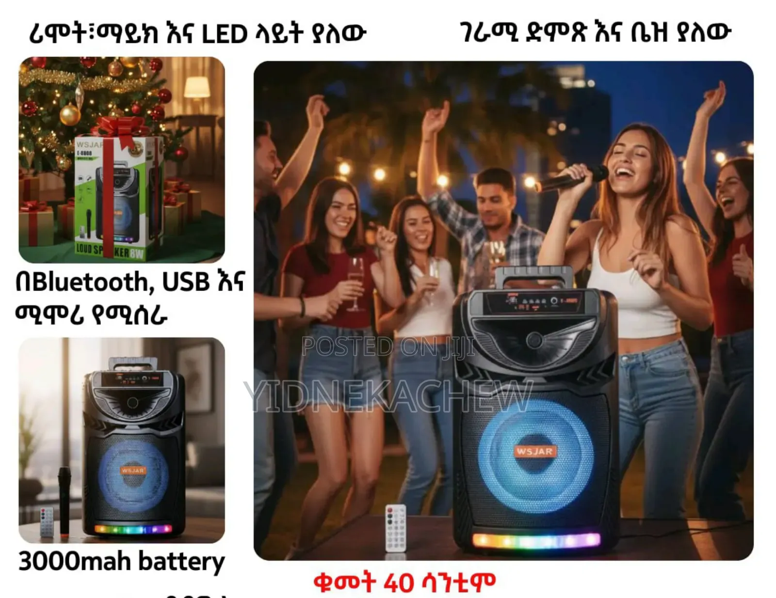 ማይክራፎን ያለው ብሉቱዝ ስፒከር