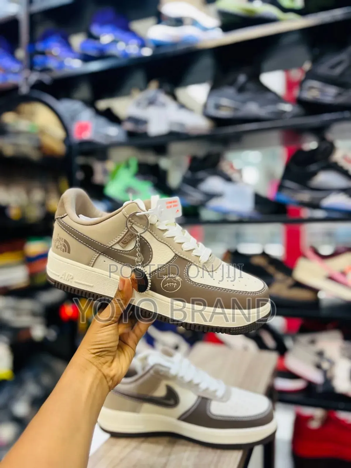 New Nike Air Force 1low the North Face Brown/White Fashion.Sneaker