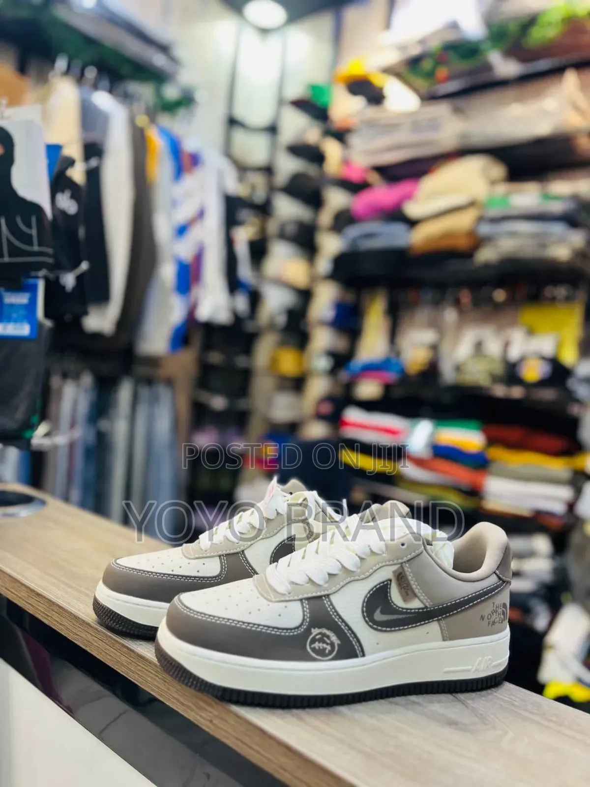 New Nike Air Force 1low the North Face Brown/White Fashion.Sneaker