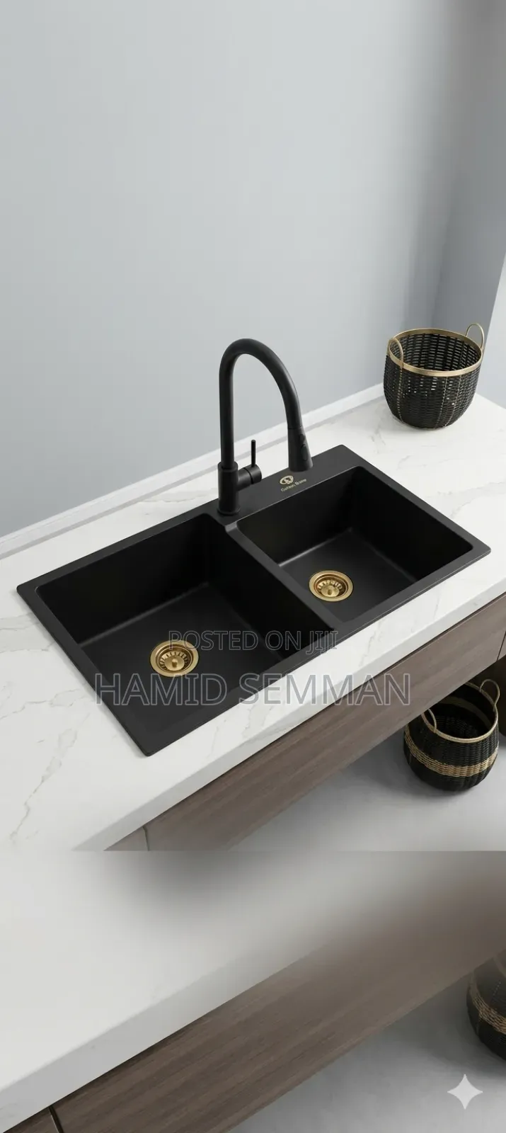 Modern Matte Black Double-Bowl Kitchen Sink