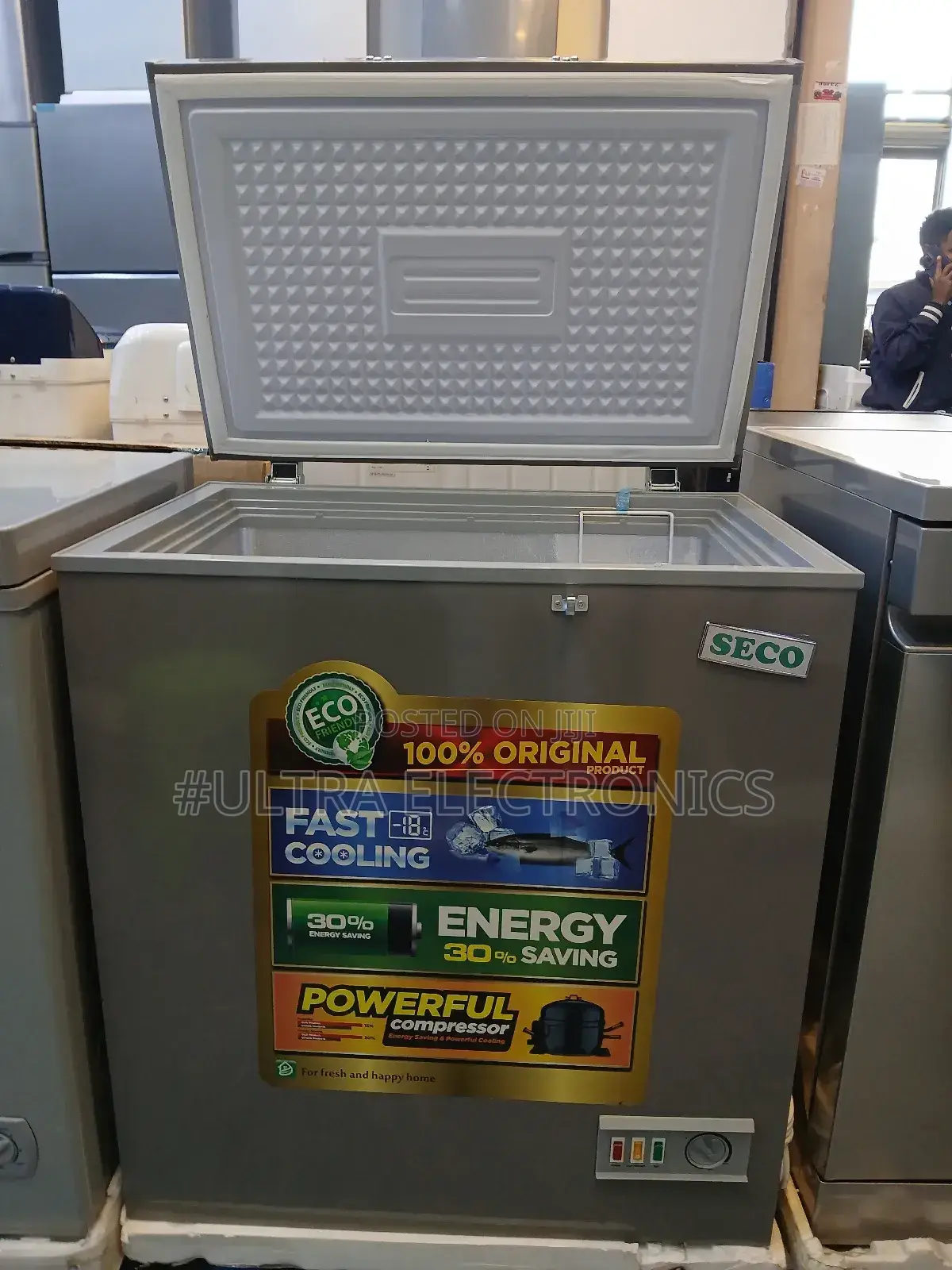 Seco Chest Freezer, Likely Available in Various 390 Liters.