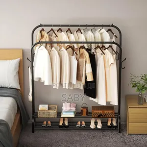 Double Pole Floor Clothes Rack