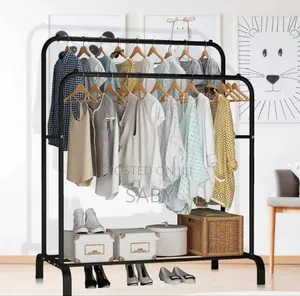 Double Pole Floor Clothes Rack