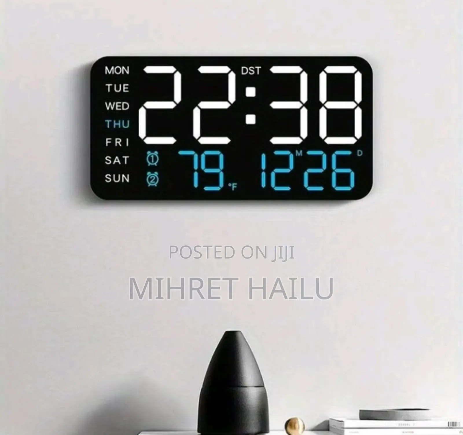 Led Digital Wall Clock With Temperature Display, Date And Weekday -