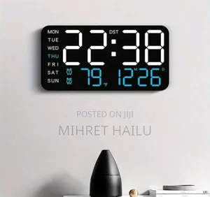 Led Digital Wall Clock With Temperature Display, Date And Weekday -